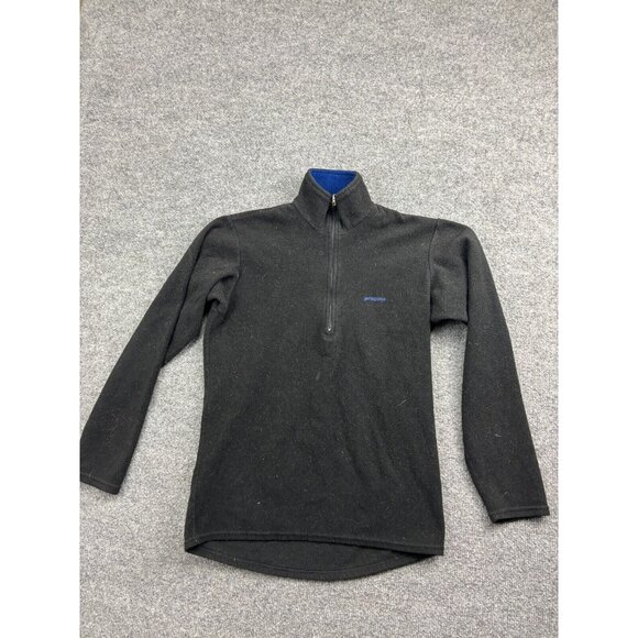 VNTG Patagonia Capilene Top Small Black Fleece 1/2 Zip Pullover Sweater Logo - Picture 1 of 7